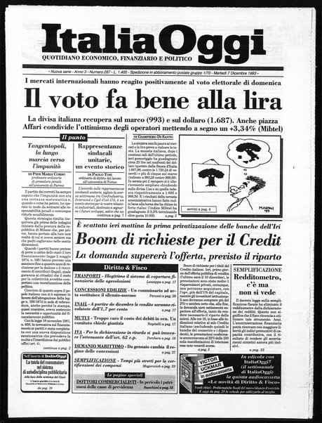 Italia oggi : quotidiano di economia finanza e politica